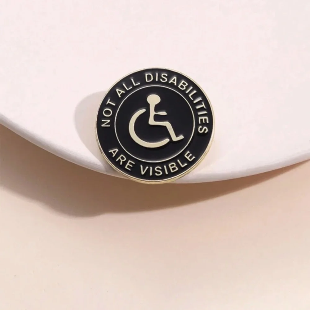 New Enamel Pin Badge “Not All Disabilities Are Visible” Black Gold Tone - Picture 3 of 4